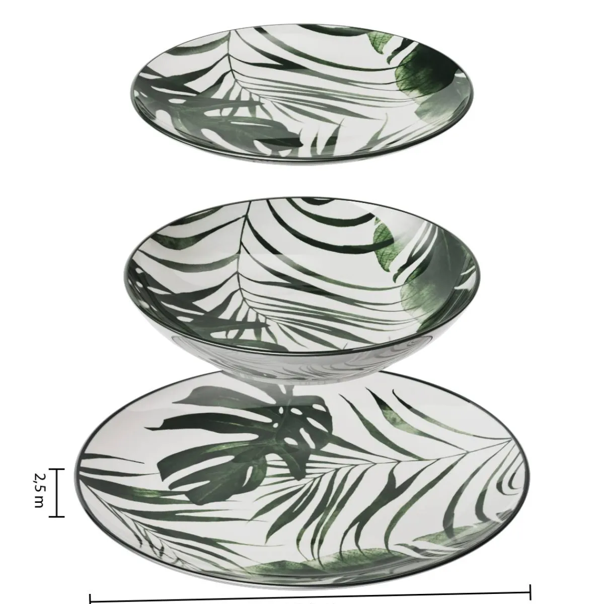 Atmosphera Services De Vaisselle*Service de table "Palme" Noir