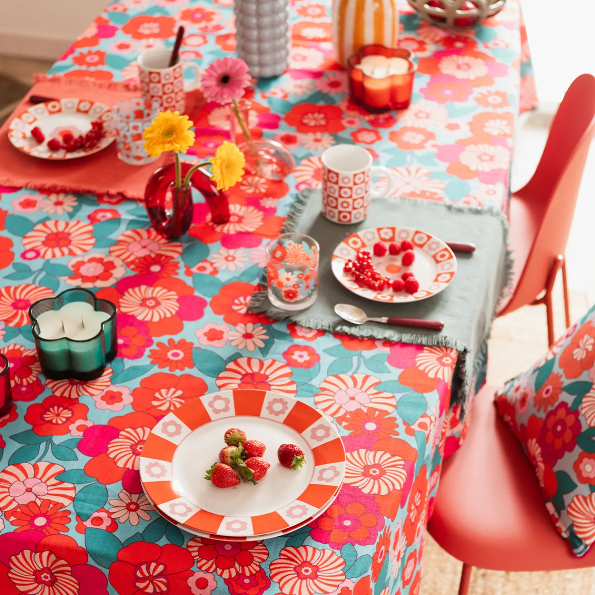 Atmosphera Assiettes Plates|Services De Vaisselle*Service de table 12 pièces "Bloomorama" Rose