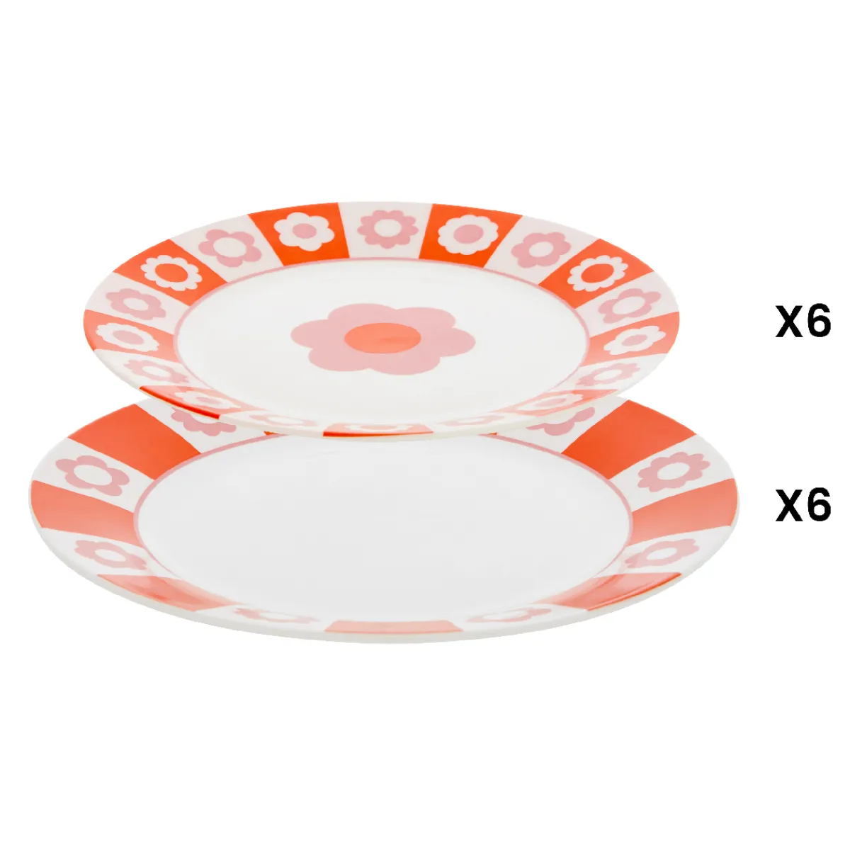 Atmosphera Assiettes Plates|Services De Vaisselle*Service de table 12 pièces "Bloomorama" Rose