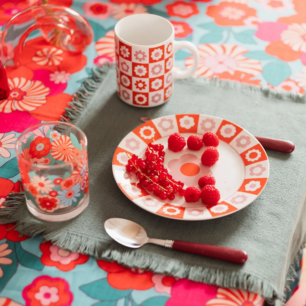 Atmosphera Assiettes Plates|Services De Vaisselle*Service de table 12 pièces "Bloomorama" Rose