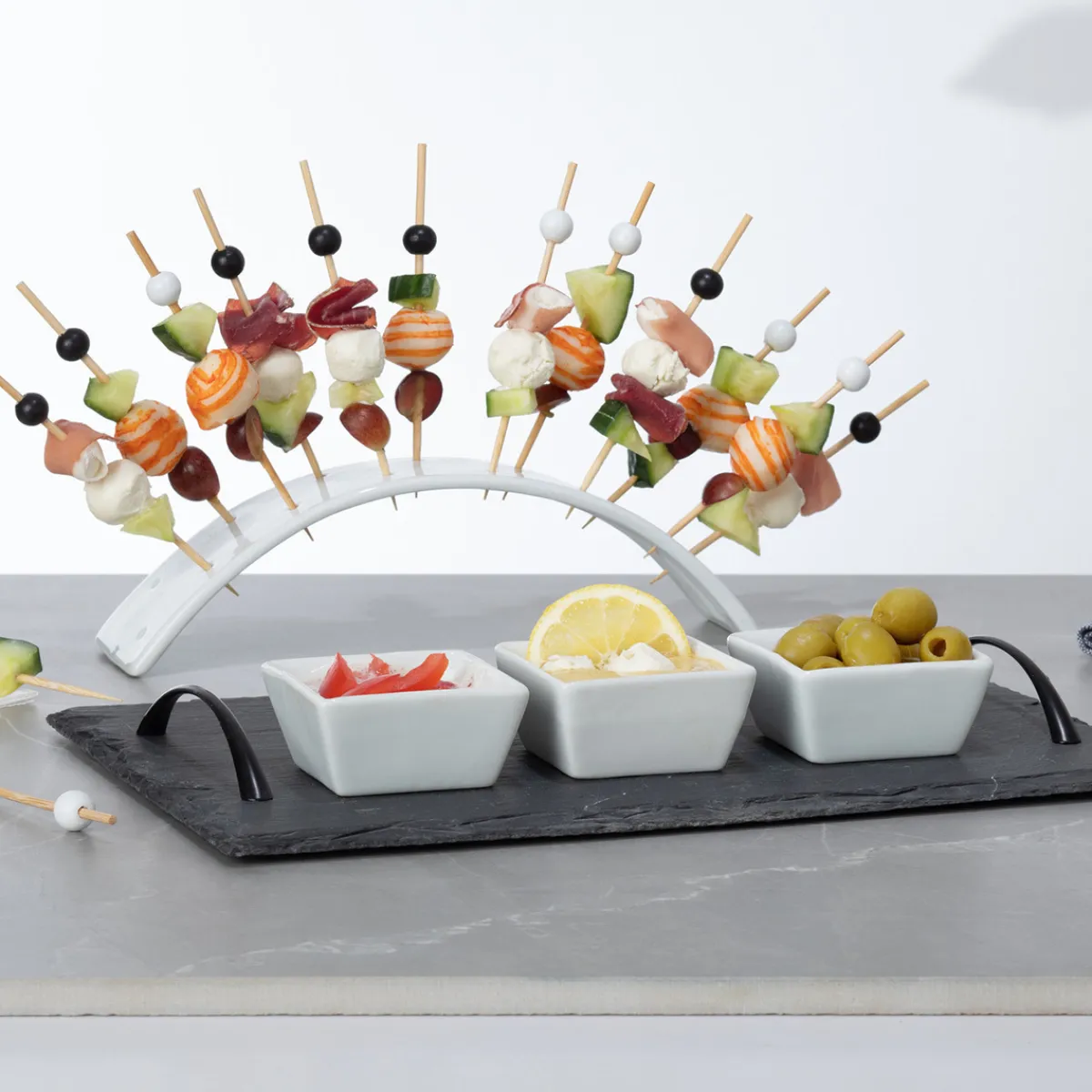 Atmosphera Set Apéritifs*Set apéritif arc 5 pièces "Ardoise" Blanc