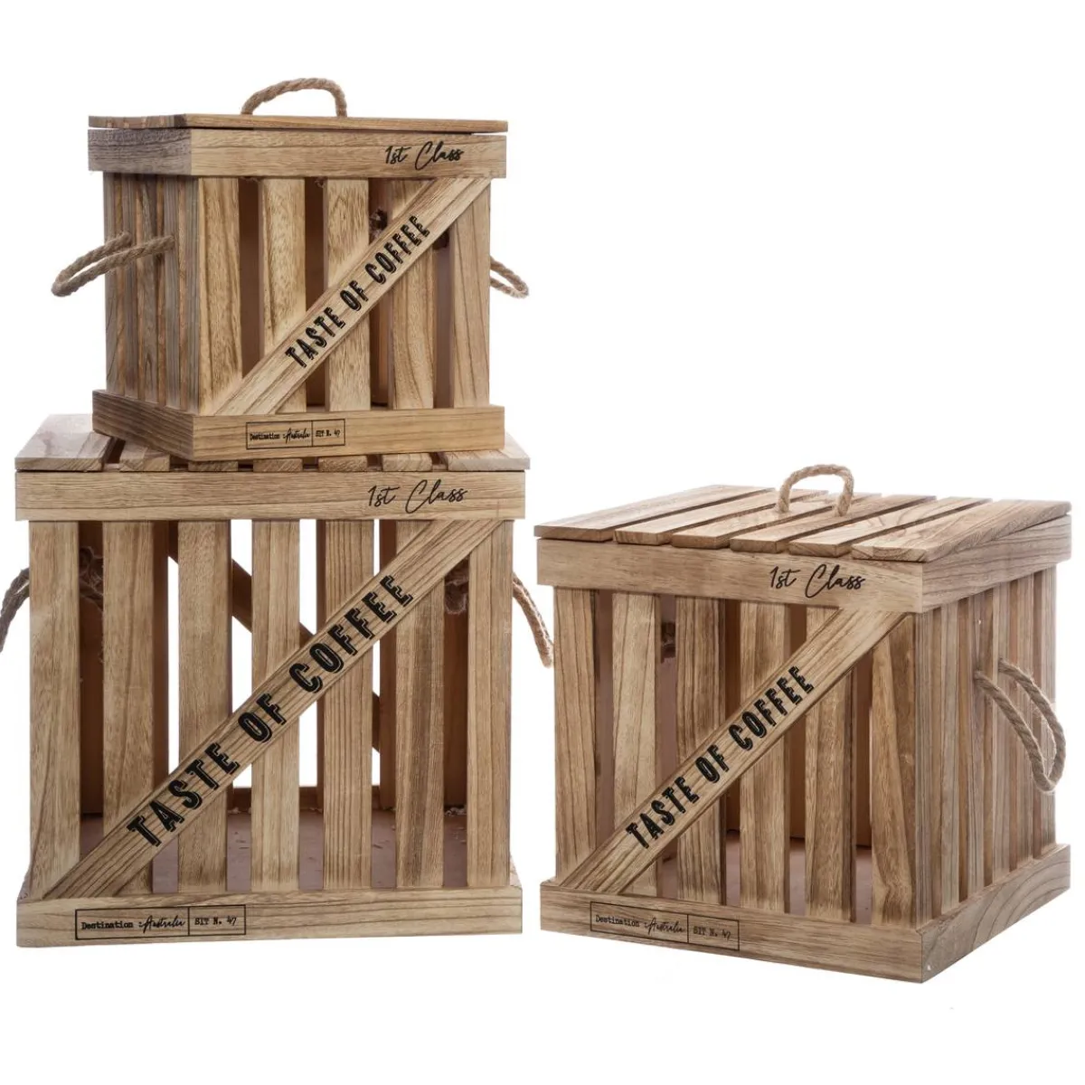 Atmosphera Malles|Voir Tout *Set de 3 boîtes cagettes "Colonial" Multicolore