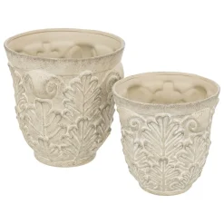 Atmosphera Pots De Fleurs*Set de 2 cache-pots "Little cottage" Blanc