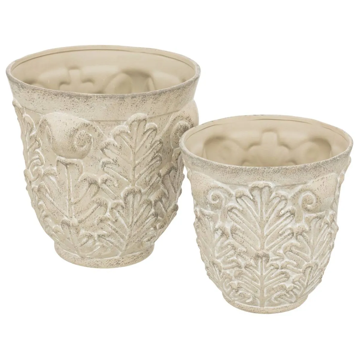 Atmosphera Pots De Fleurs*Set de 2 cache-pots "Little cottage" Blanc