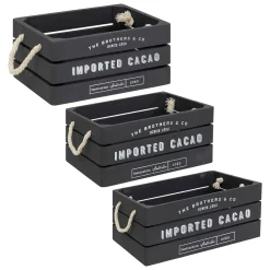 Atmosphera Boites De Rangement*Set de 3 cagettes bois "Denys" Gris