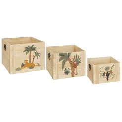 Atmosphera Paniers De Rangements*Set de 3 cagettes enfant "Jungle" Beige