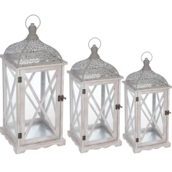 Atmosphera Lanternes*Set de 3 lanternes "Cut" Boisnaturel