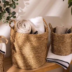Atmosphera Voir Tout |Paniers De Rangement*Set de 3 paniers à anses ronds Beige