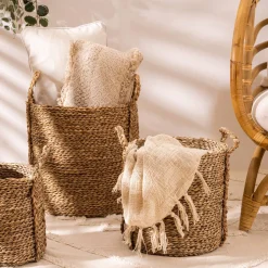 Atmosphera Voir Tout |Paniers De Rangement*Set de 3 paniers à anses ronds Beige