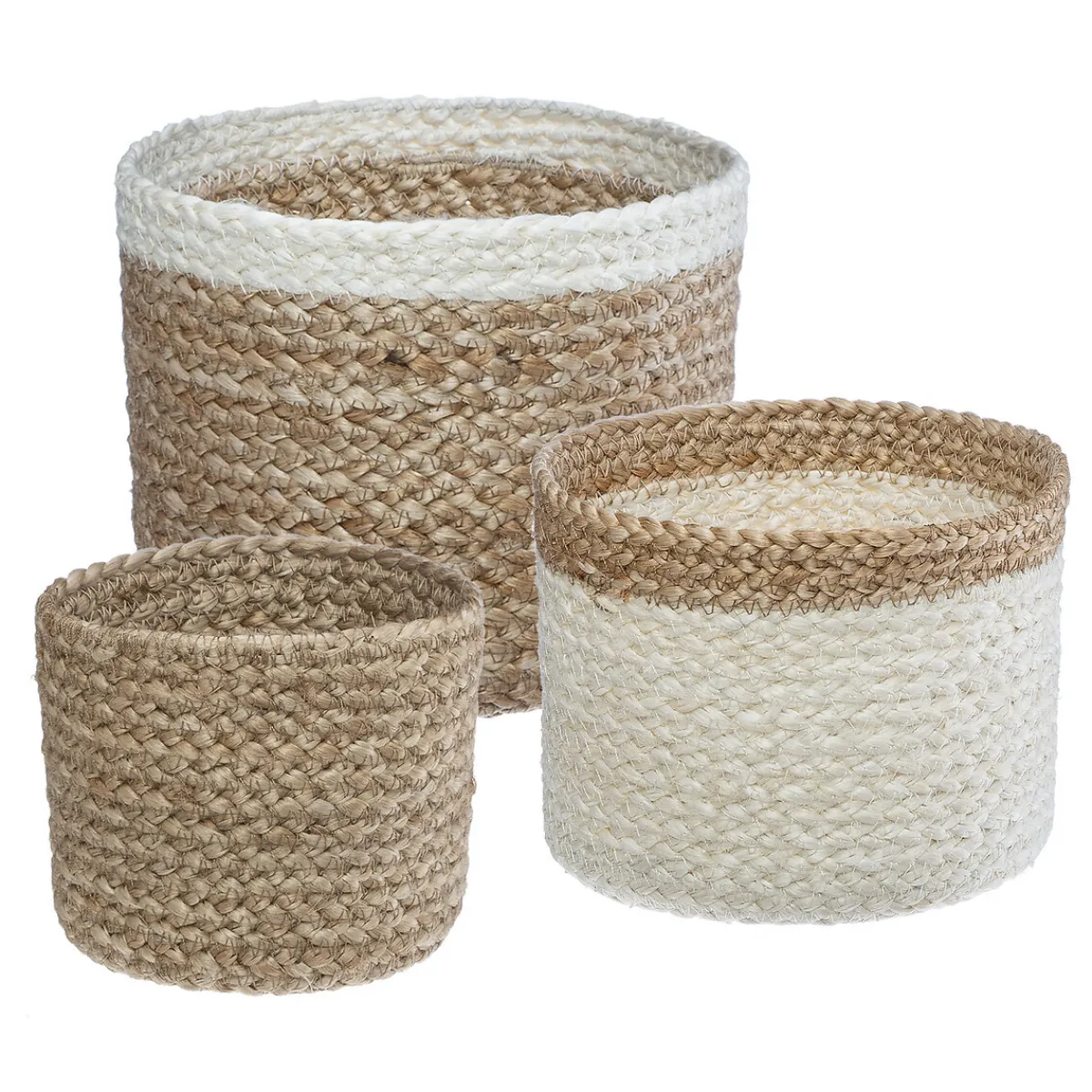 Atmosphera Voir Tout |Paniers De Rangement*Set de 3 paniers, jute Beige