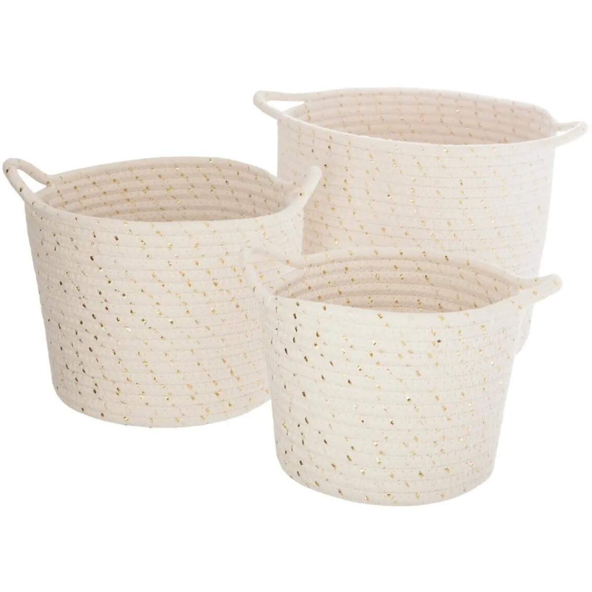 Atmosphera Paniers De Rangements*Set de 3 paniers "Lurex" Beige