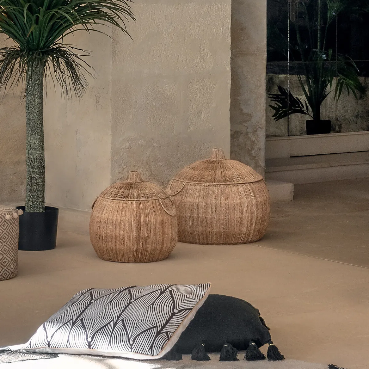 Atmosphera Voir Tout |Paniers De Rangement*Set de 2 paniers ronds "Balaya" Beige