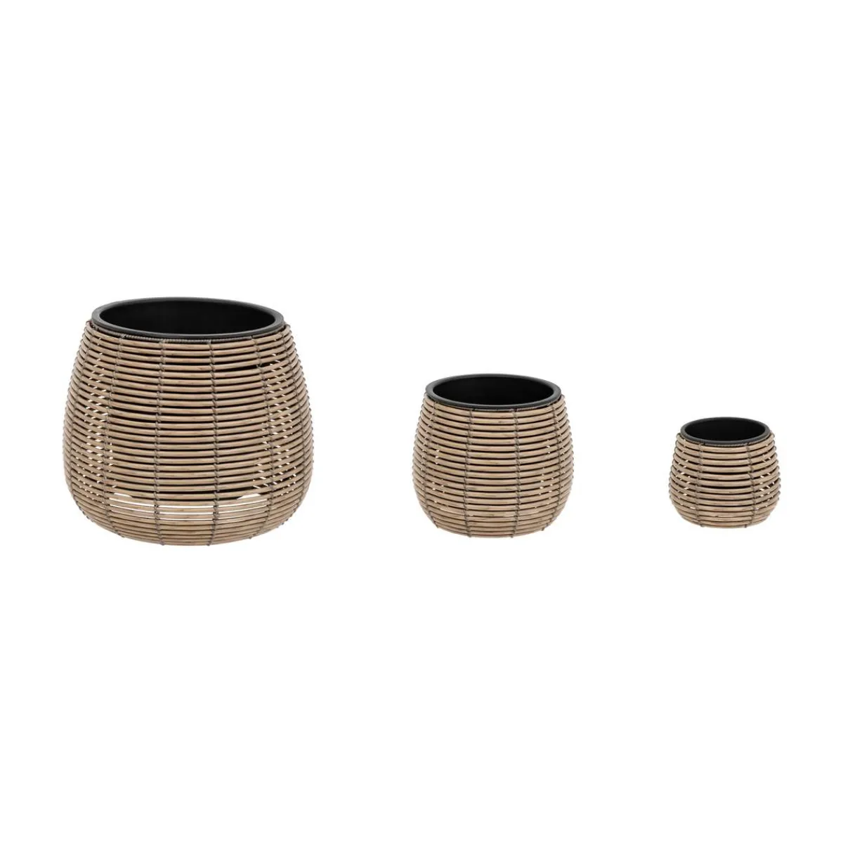 Atmosphera Pots De Fleurs|Décoration D'Extérieur*Set de 3 pots "Cam" Noir