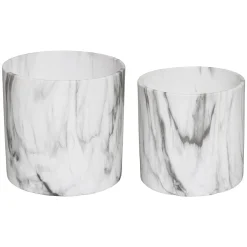 Atmosphera Pots De Fleurs*Set de 2 pots, céramique/marbre Blanc