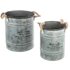 Atmosphera Pots De Fleurs*Set de 2 seaux métal Beige