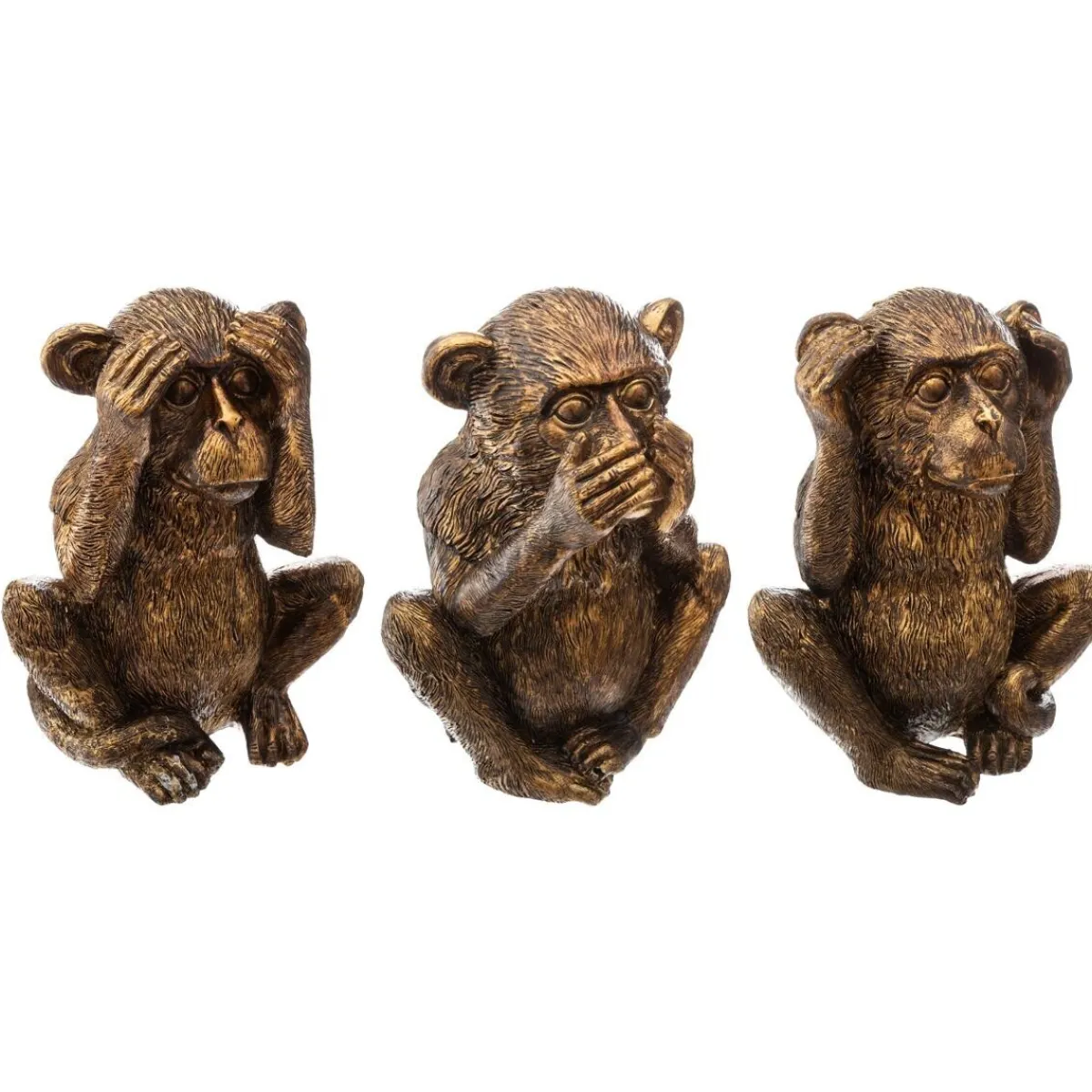 Atmosphera Statuettes, Figurines*Set de 3 statuettes "Singes sagesse" Blanc