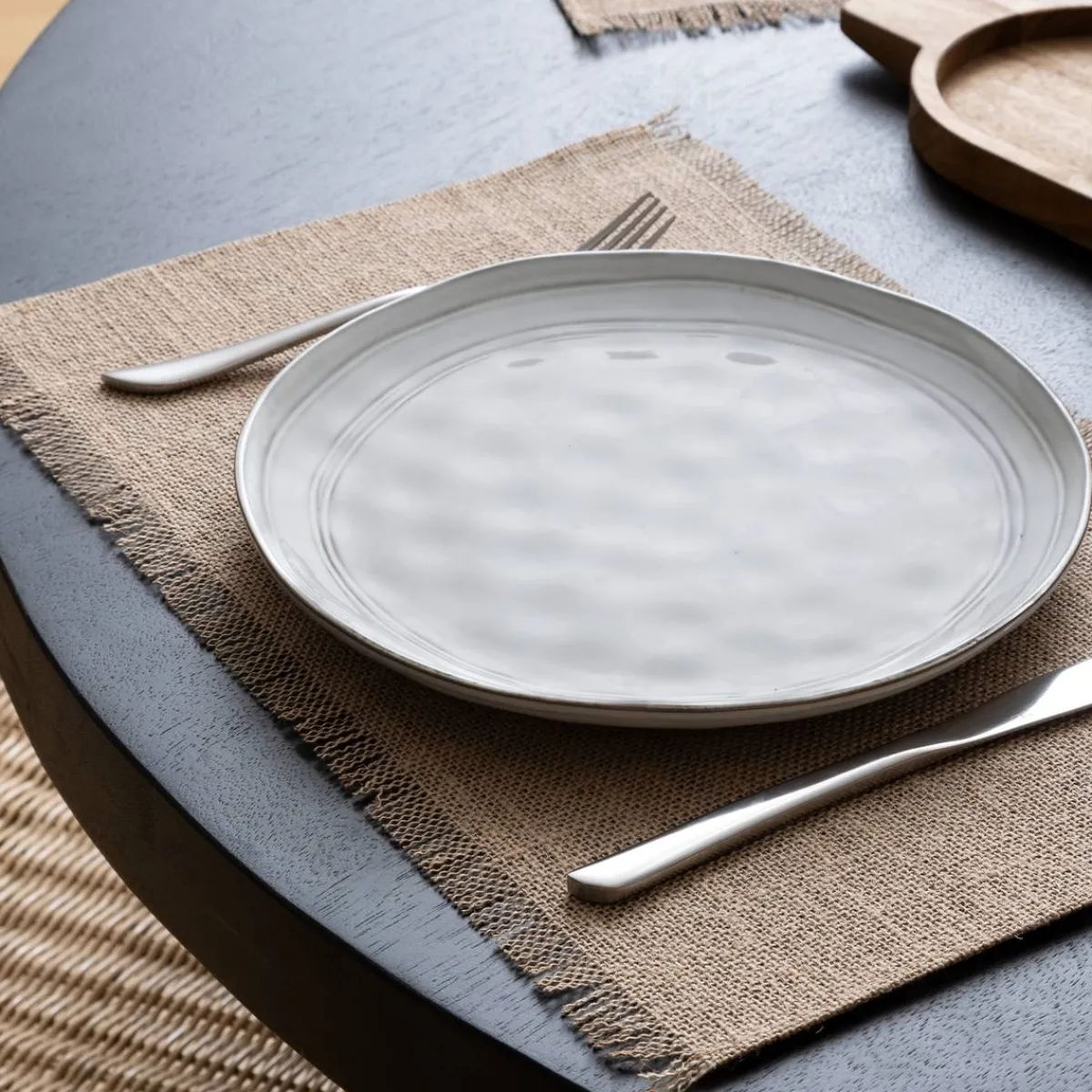 Atmosphera Sets De Table, Serviettes|Sets De Table*Set de table à franges, jute "Ambre" Blanc