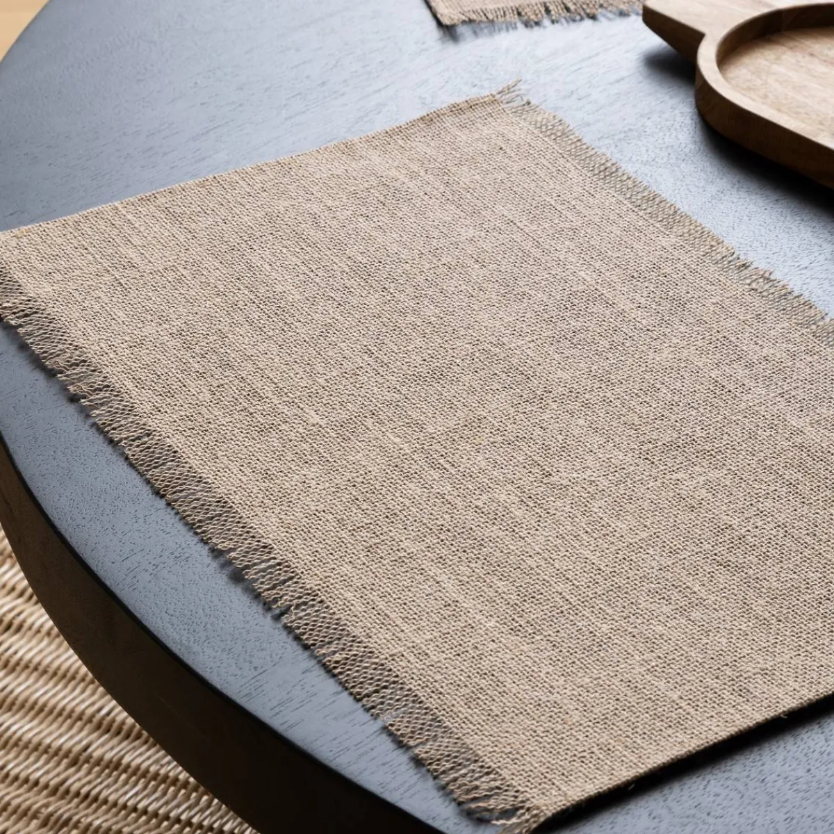 Atmosphera Sets De Table, Serviettes|Sets De Table*Set de table à franges, jute "Ambre" Blanc