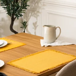 Atmosphera Sets De Table, Serviettes|Sets De Table*Set de table  "Maha" Jaunemoutarde