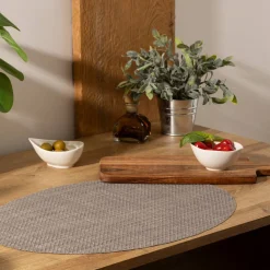 Atmosphera Sets De Table, Serviettes|Sets De Table*Set de table ovale  "Maoli" Grisclair