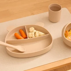 Atmosphera Accessoires Bébé*Set repas enfant "Yum" Ocre