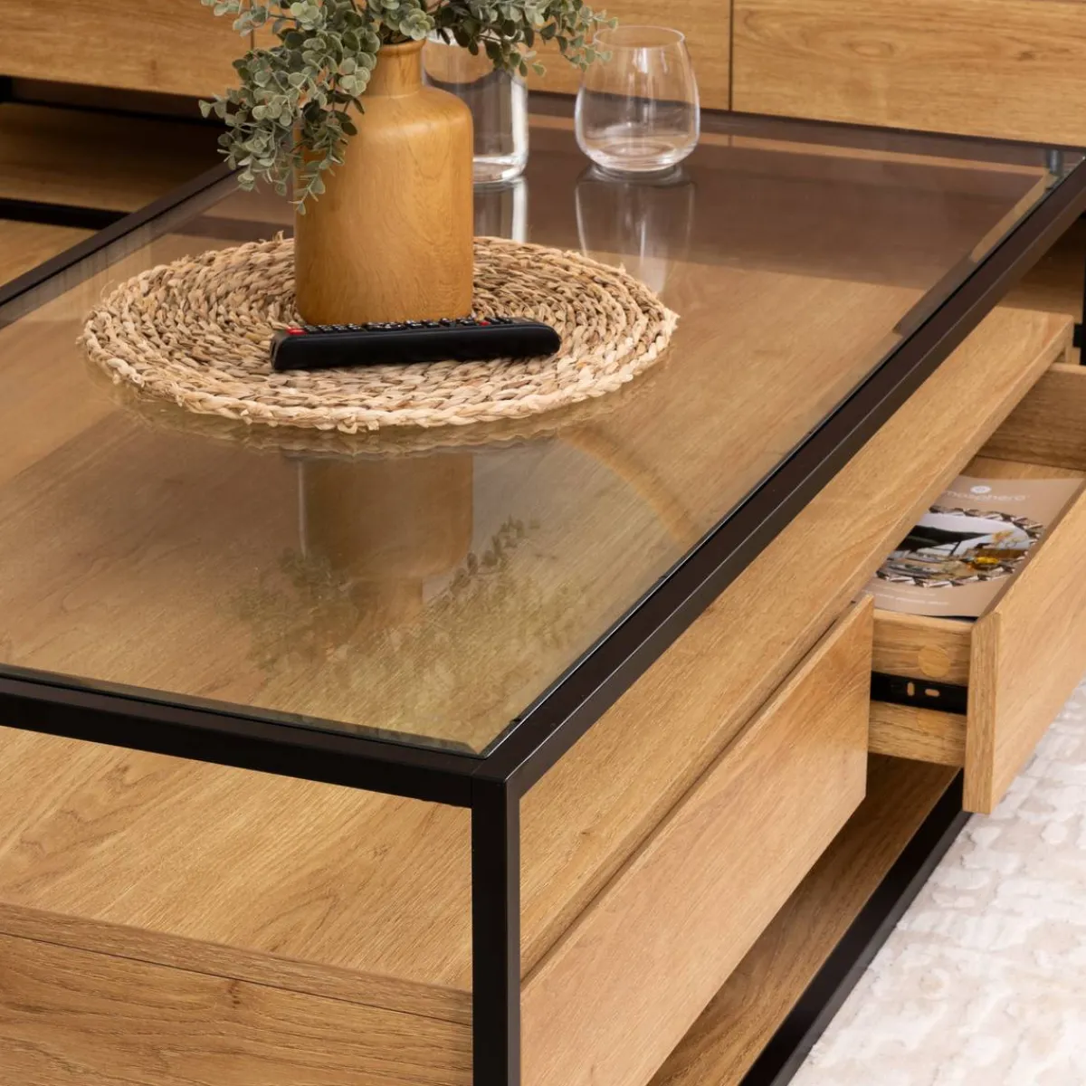 Atmosphera Tables Basses|Voir Tout *Table basse 2 tiroirs "Aldea" Transparent