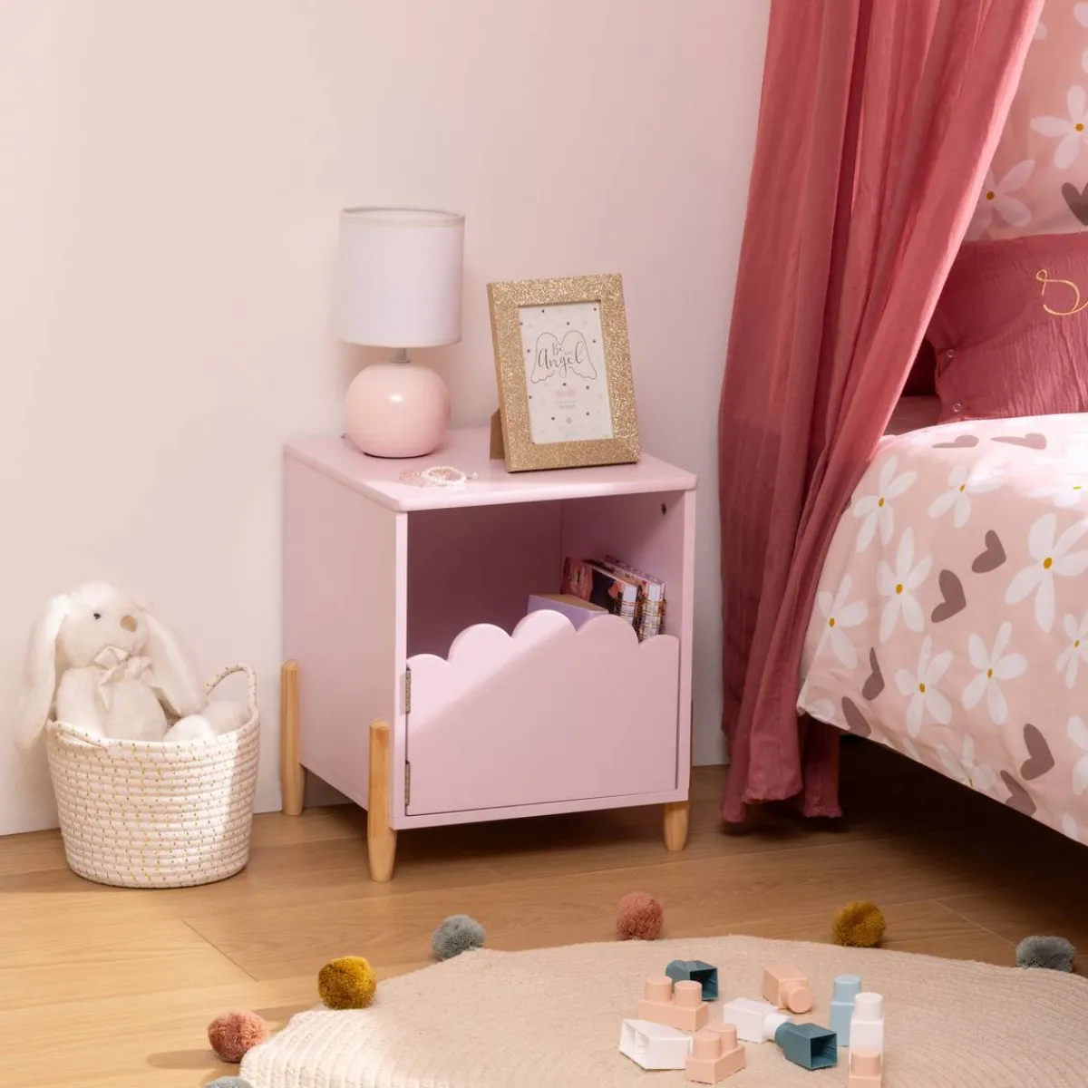 Atmosphera Bibliothèques, Étagères*Table de chevet enfant "Douceur" Rose