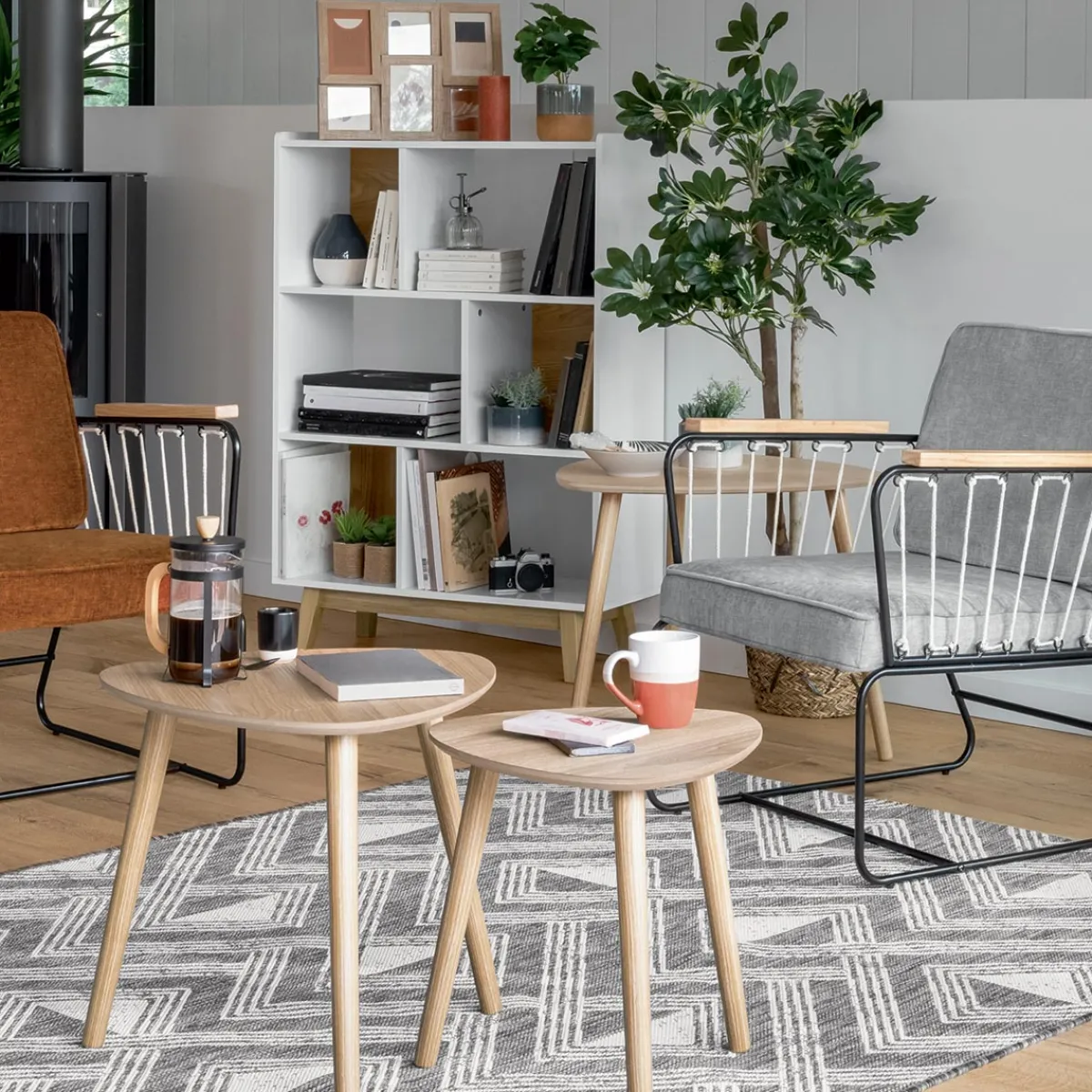 Atmosphera Tables D'Appoint*Tables gigognes "Mileo" Noir