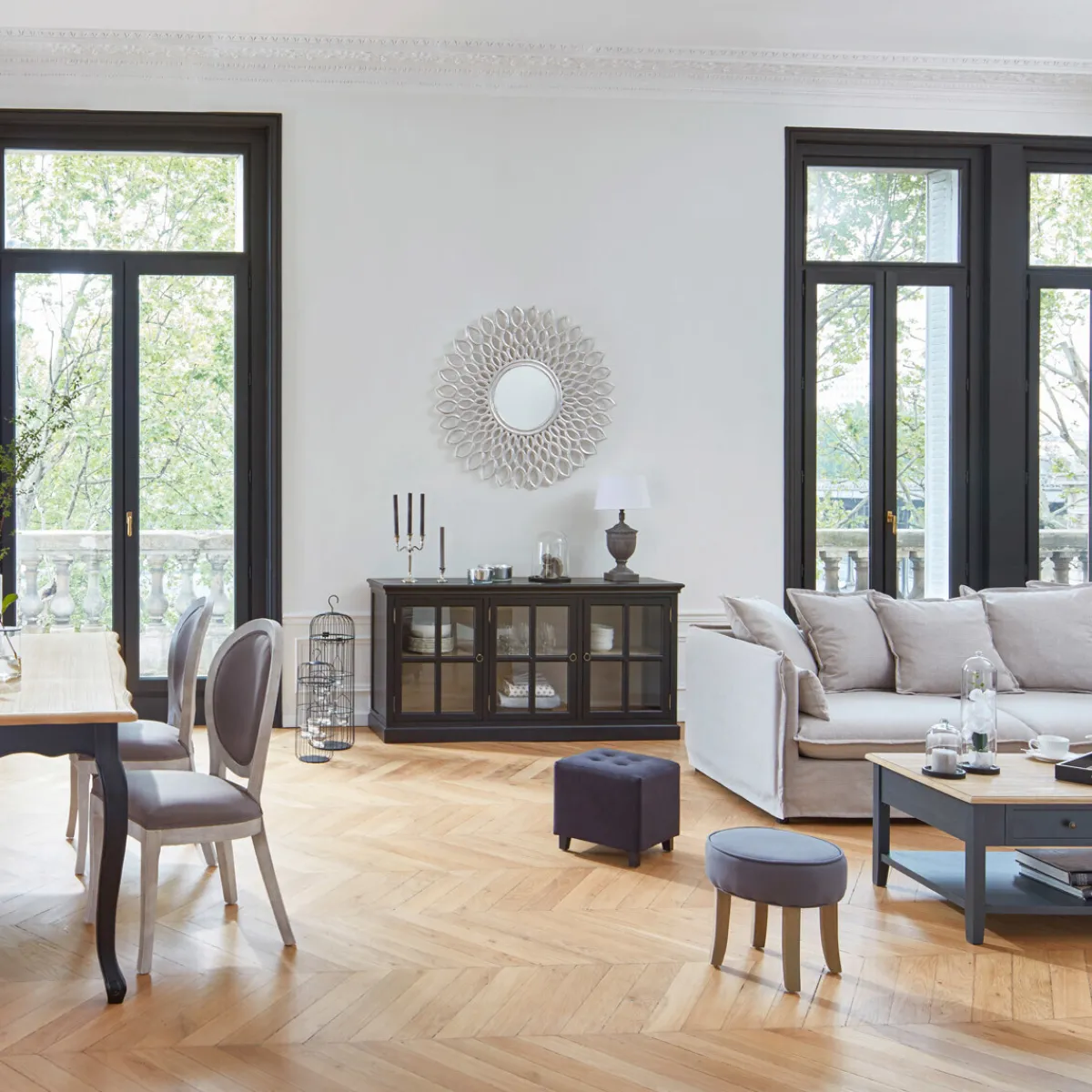 Atmosphera Tabourets|Poufs*Tabouret "Adriel" Blancivoire