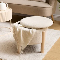 Atmosphera Poufs*Tabouret coffre "Elki" Ivoire