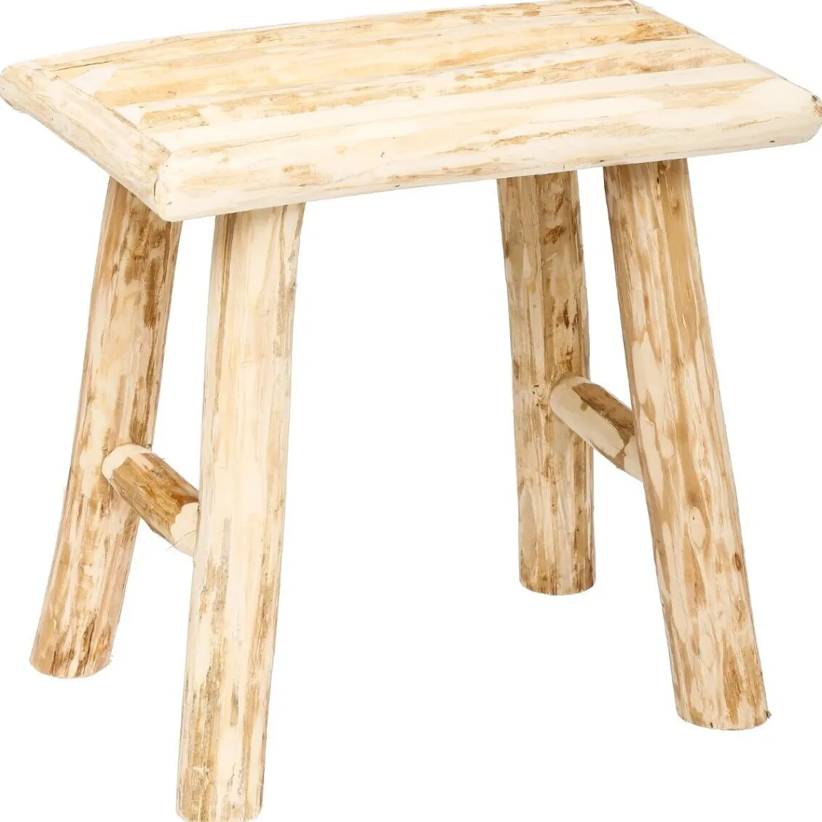 Atmosphera Tabourets|Poufs*Tabouret "Woody" Blanc