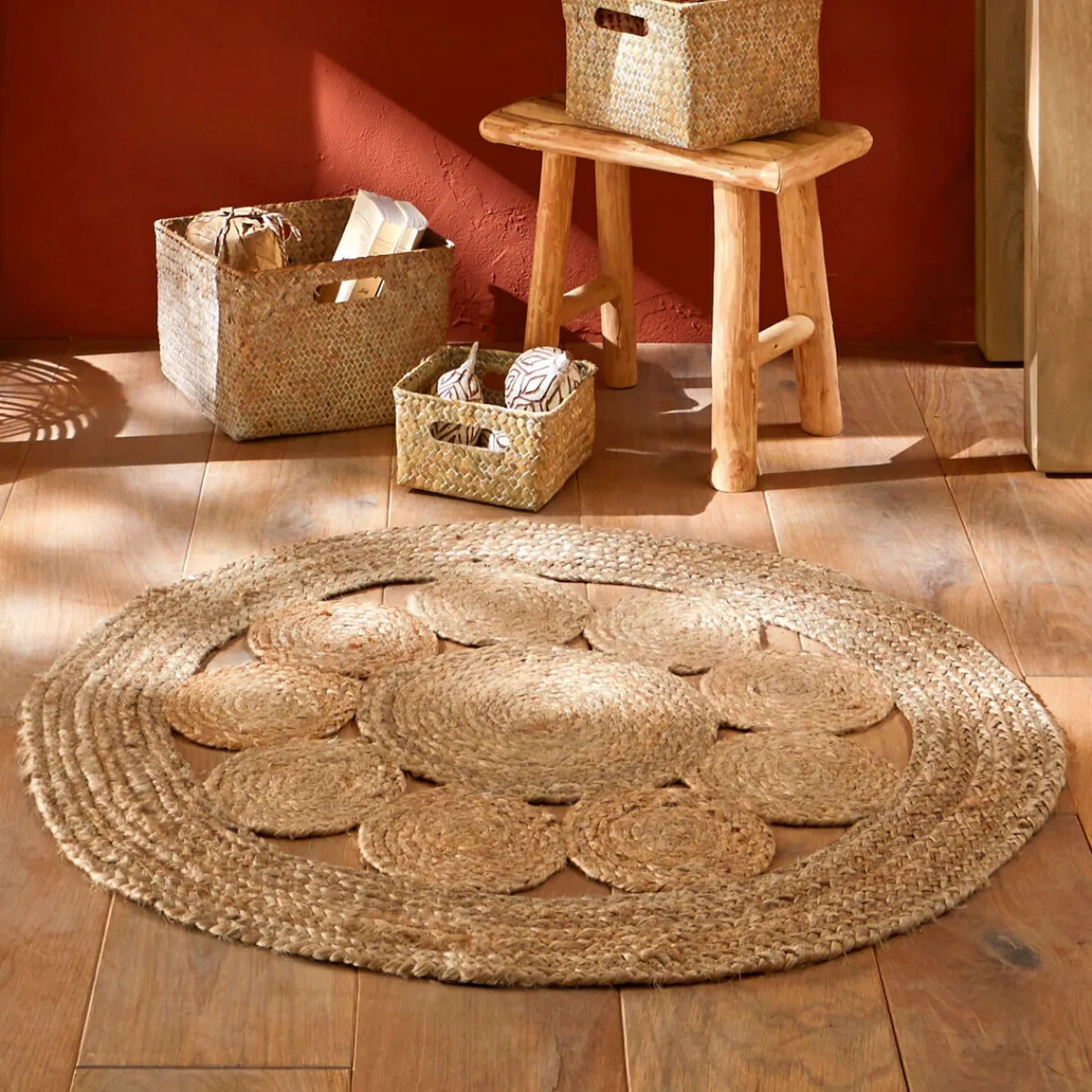 Atmosphera Tapis En Jute|Tapis Rond*Tapis ajouré "Esra", jute Noir