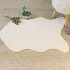 Atmosphera Tapis Rond*Tapis effet fourrure Blancivoire