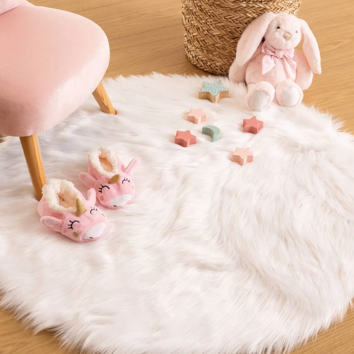 Atmosphera Tapis Enfant*Tapis enfant fausse fourrure Blanc