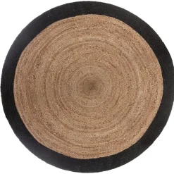 Atmosphera Tapis En Jute|Tapis Rond*Tapis en jute bord noir Beige