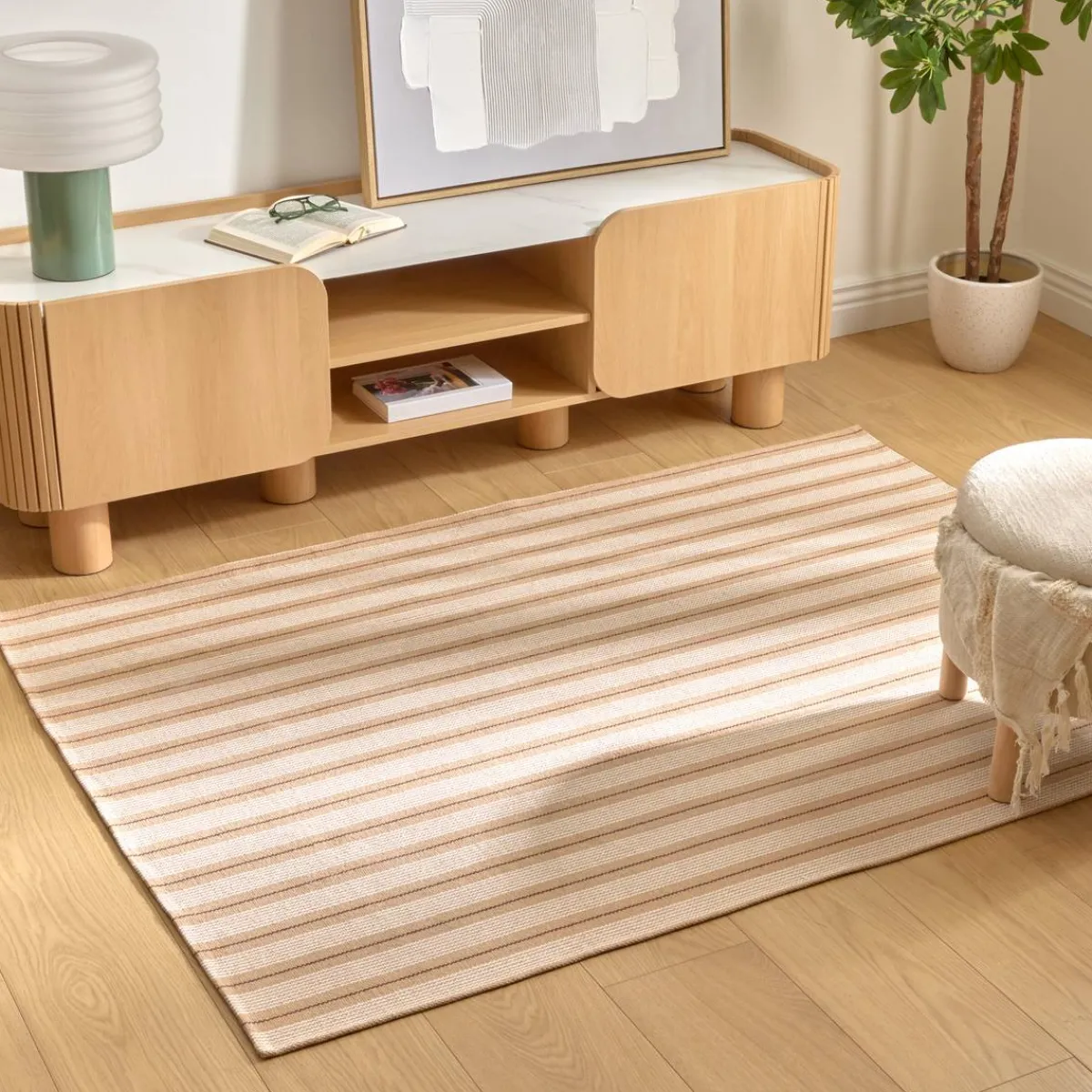 Atmosphera Tapis Rectangulaire*Tapis "Groove" Ivoire