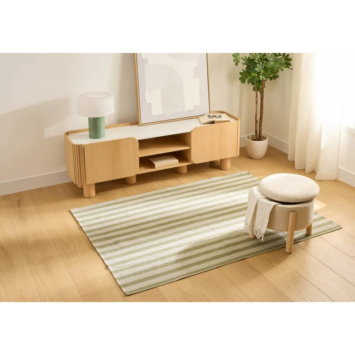 Atmosphera Tapis Rectangulaire*Tapis "Groove" BlancChaud