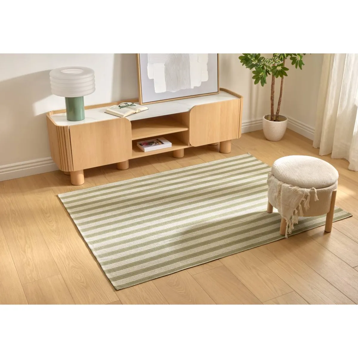 Atmosphera Tapis Rectangulaire*Tapis "Groove" BlancChaud