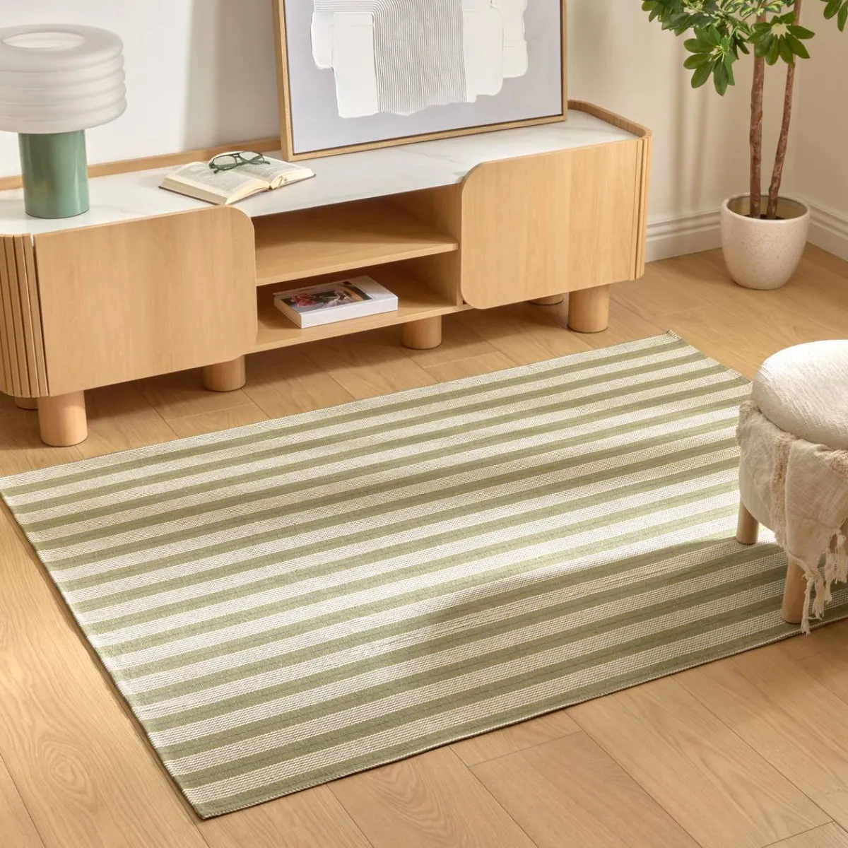 Atmosphera Tapis Rectangulaire*Tapis "Groove" BlancChaud