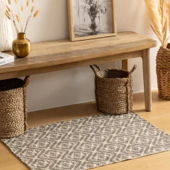 Atmosphera Tapis Rectangulaire*Tapis imprimé, coton Blanc
