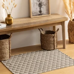 Atmosphera Tapis Rectangulaire*Tapis imprimé, coton Blanc