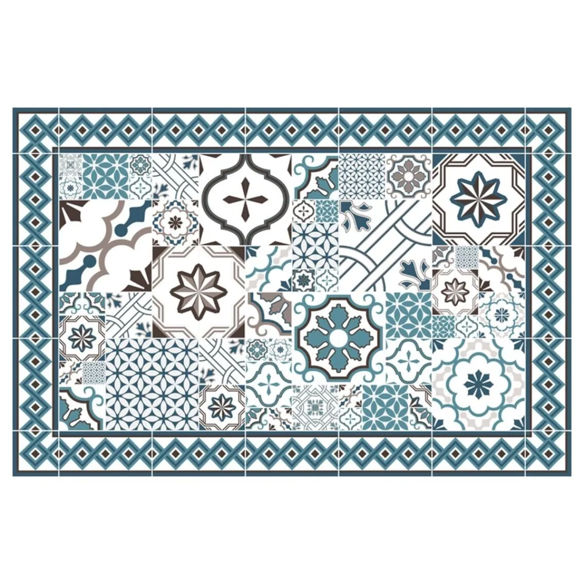 Atmosphera Tapis Rectangulaire*Tapis vinyle mosaïque Bleuégéen