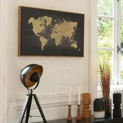 Atmosphera Toiles, Tableaux*Toile encadrée "Mapmonde" Vertfoncé